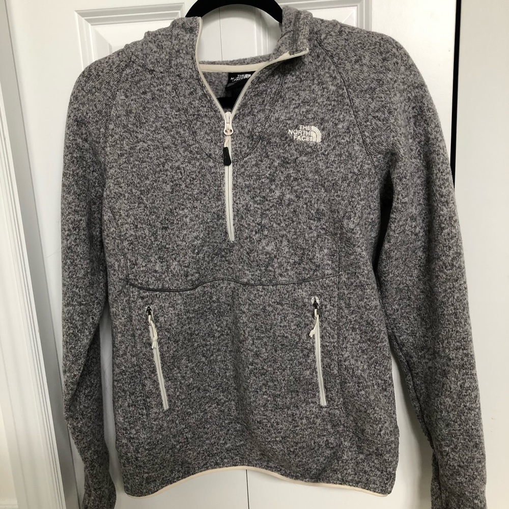 Gray North face hoodie quarter zip